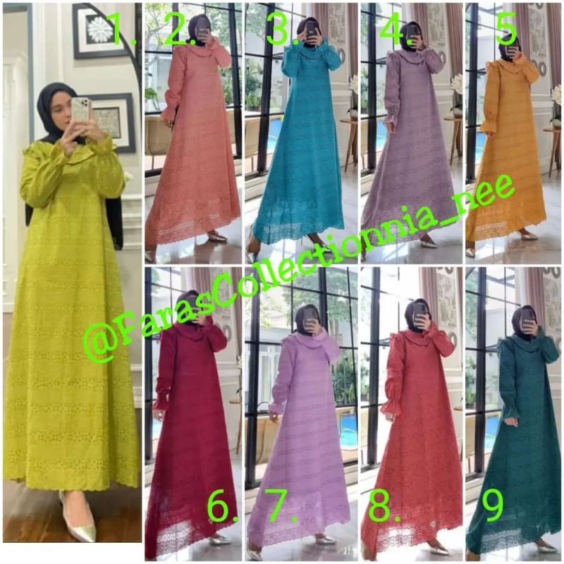 Midi Dress /Gamis Katun Bordir/Brukat ori By Edness Kayla