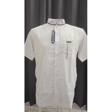 Baju Koko Al - Wafa / AWF Premium Dewasa Warna Putih Polos Tangan Pendek Cuf
