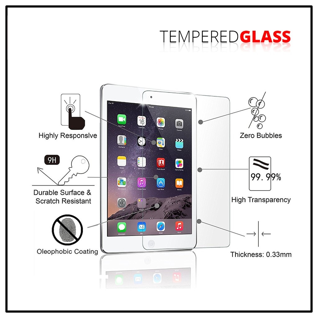 Pelindung Layar bahan Tempered glass Apple ipad 6 ukuran 9.7 Inch 2018 ipad Air 2