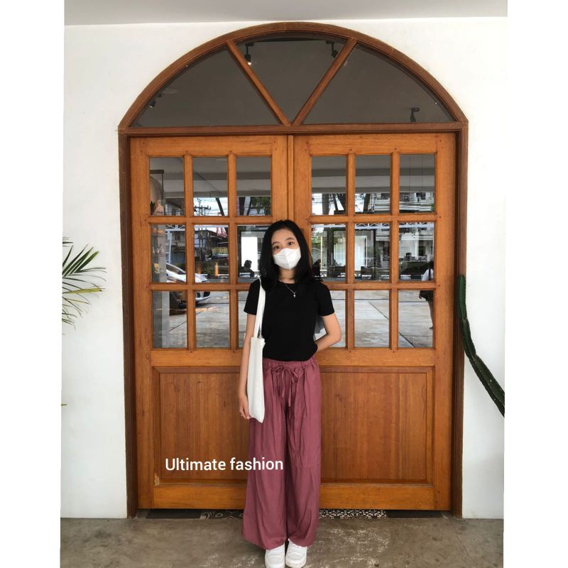 Celana Kulot Rayon Wanita Loose Cullote Pants Homewear 853