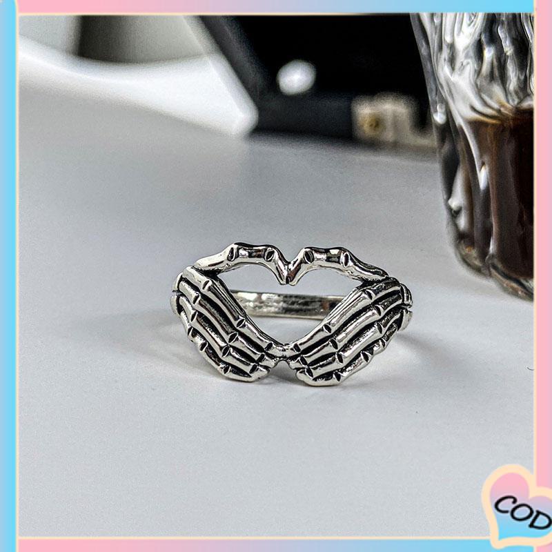 COD❤️ Baru Kreatif Retro Fashion Pria Fashion Wanita Kepribadian Mendominasi Korea Perhiasan Perhiasan Neraka Hantu Jari Cincin-A.one