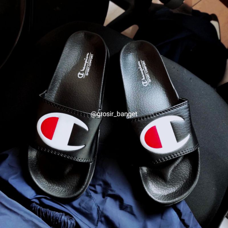 Sandal Slide Champion Grade Ori, Sandal Champion Slides, Sendal Champion Logo