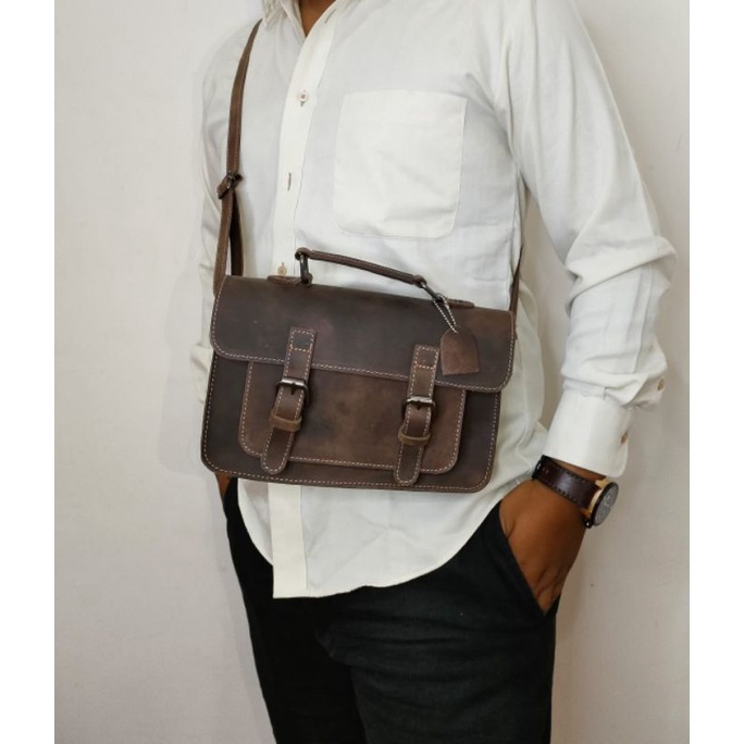 Tas Kulit Kenz Pria Wanita Selempang Kulit Crazy horse