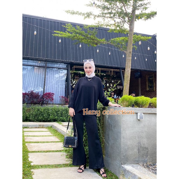 HEVA BLOUSE WANITA BAHAN RAYON CRINKLE TERBARU//SAKURA VNECK SHIRT BLOUSE OVERSIZE-Black