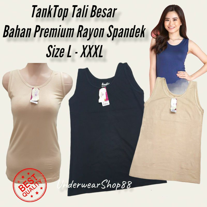 Singlet/TankTop Wanita Tali Lebar/ TankTop Wanita Tali Lebar Spandek Rayon Premium/Singlet Wanita Jumbo/TankTop Jumbo/Size L - XXXL