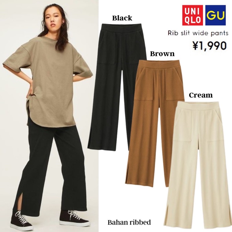 Uniqlo Ribbed Wide Pants with Slit