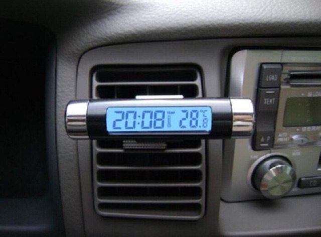 Jam mobil digital dengan pengukur temperatur LCD warna biru ok  good quality