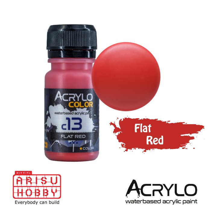 

ACRYLO COLOR FLAT RED C13 Water Based Acrylic Paint Color Cat Gundam