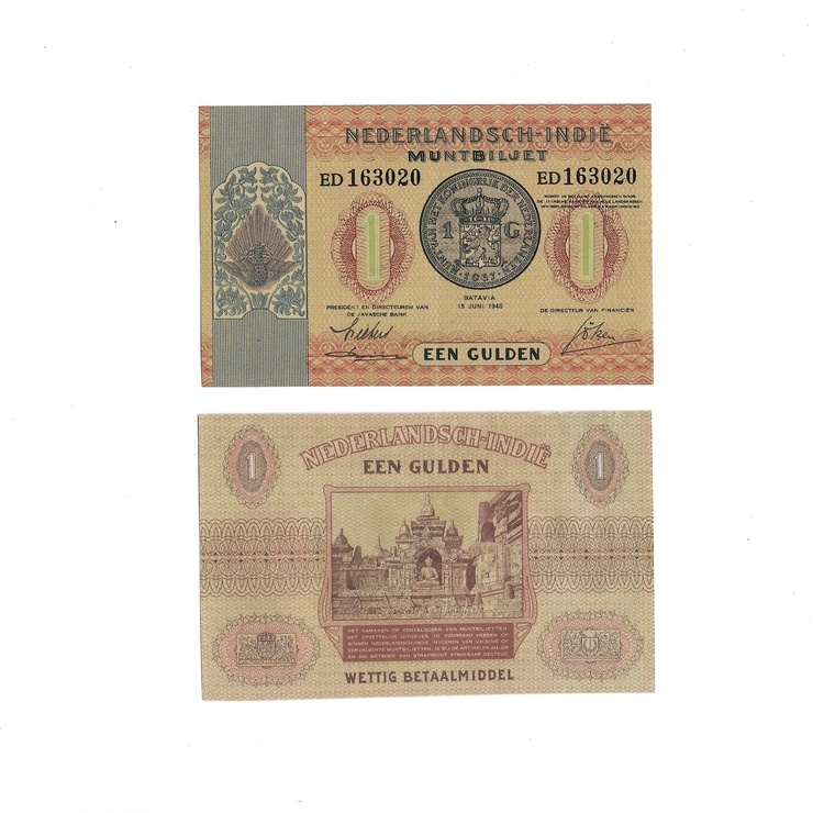 Uang kuno Indonesia 1 Gulden 1940 Seri Muntbiljet VF-XF