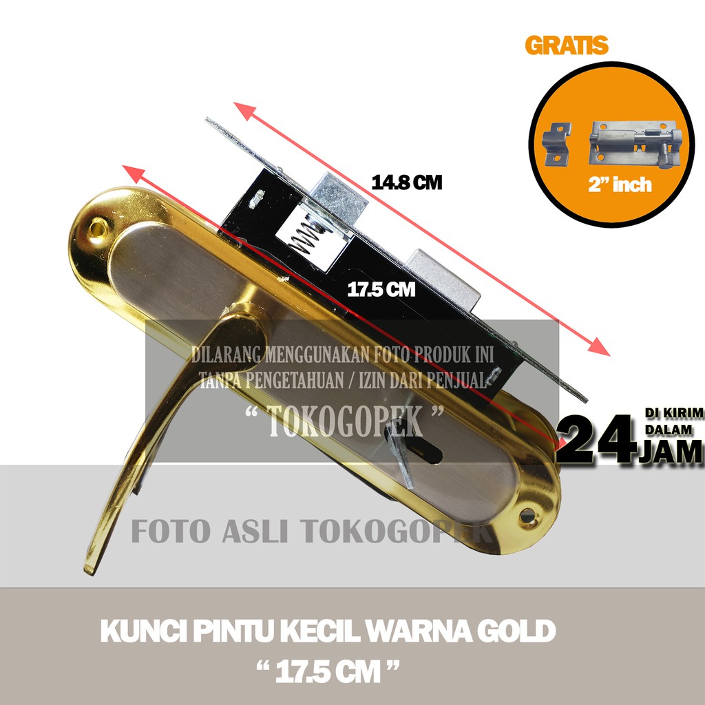 TOP627 KUNCI PINTU KAMAR KECIL - GAGANG PINTU + FREE GRENDEL