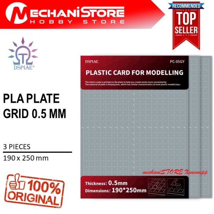 DSPIAE PLA PLATE GRID 0.5 MM - ALTERNATIF PLAPLATE TAMIYA 0.5MM
