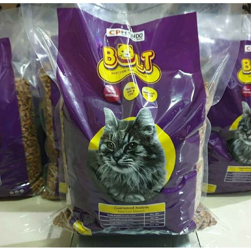 Makanan Kucing 1kg Merk BOLT 1 KG Dry Cat Food Pakan Kucing Kering