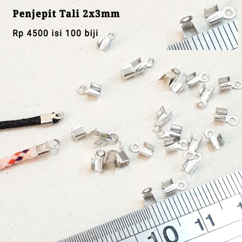 100 biji Klep | Klem Penjepit Tali 2mm x 3mm (KECIL SEKALI) BACA DESKRIPSI  / Penjepit Tali KECIL Bahan Strap Masker