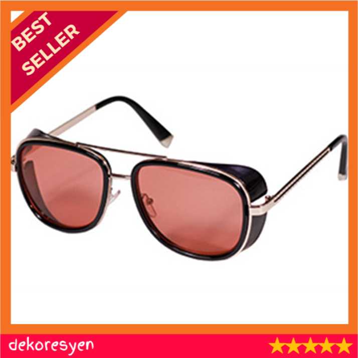 Kacamata Steampunk Hitam Keren Kaca Mata Cowok Cewek Iron Man