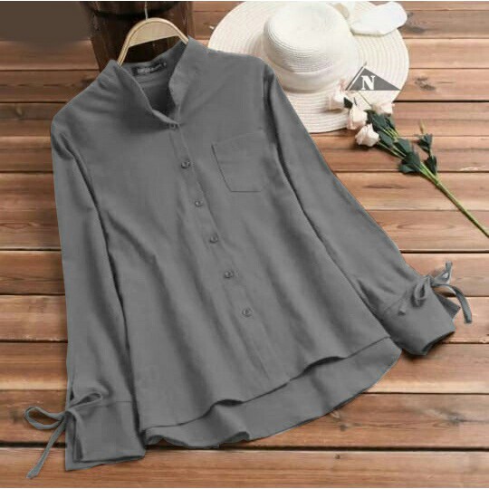 Baju Blouse Leni/Atasan Wanita Baju Kemeja Blouse/Blouse Lengan Panjang Casual