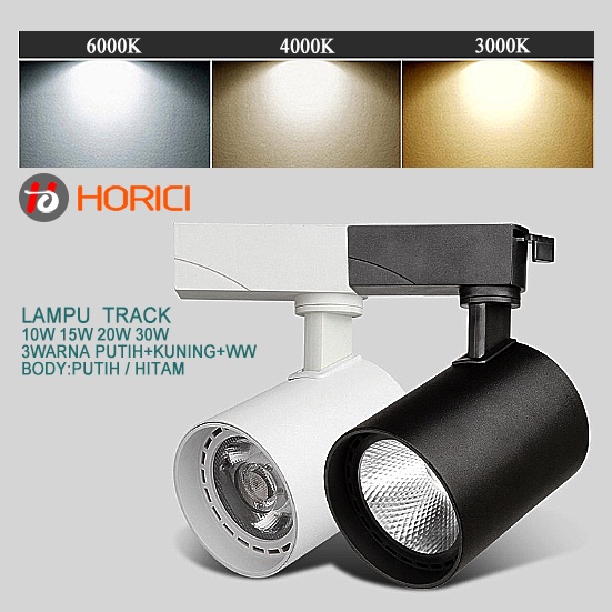 MEREK HORICI LAMPU RELL TRACK 3WARNA PUTIH+WW  LED SOROT LAMPU SOROT TRACKLIGHT REL SPOTLIGHT ASLI FULL 10W / 15W / 20W / 30W