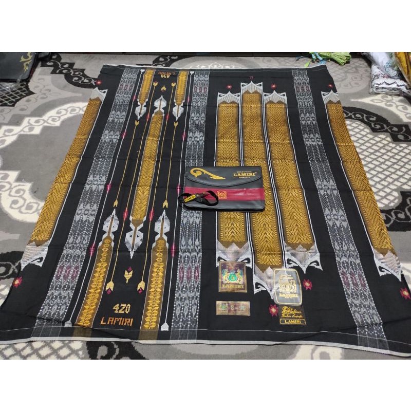 (COD) Sarung Sutra Lamiri Benang 420, sutra 100%, Full Songket Timbul