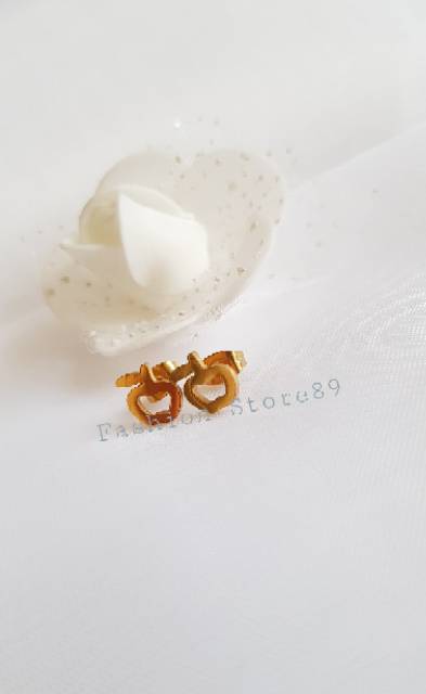 Anting tusuk Titanium white import antikarat Apple fashion simple import