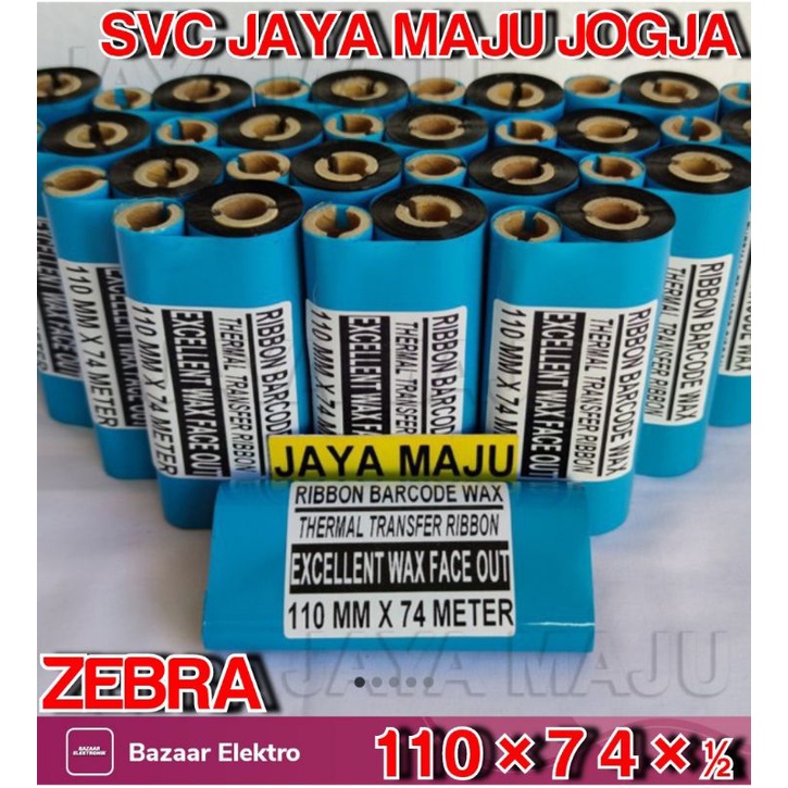 [ ZEBRA ]  110 MM  X  74 M   EXCELLENT WAX - FACE OUT  ||  CORE ½" - DOUBLE CORE COAK  ||  RIBBON BA