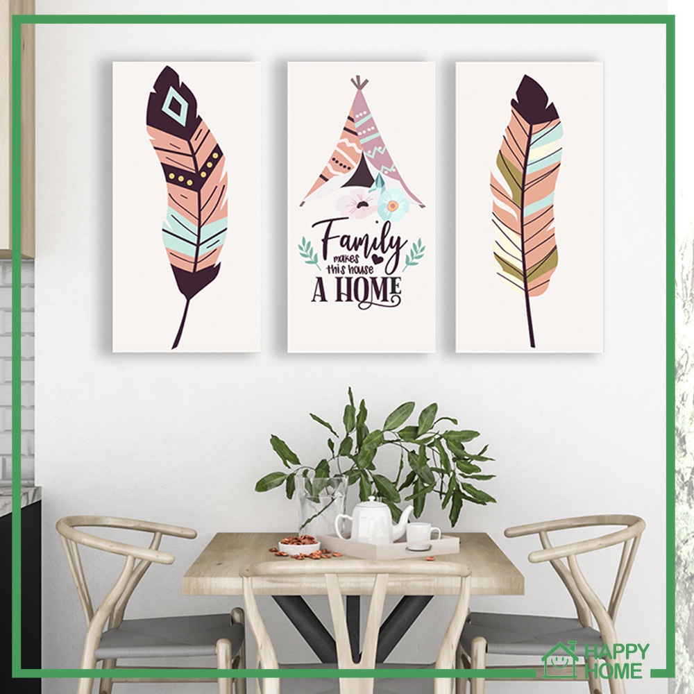 Wall decor Hiasan Dinding Dapur Lukisan Feather Boho untuk Dekorasi Ruangan Dream catcher