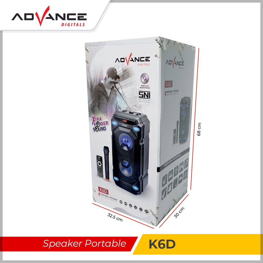 Advance Speaker Bluetooth Portable with 1 Microphone K6D Garansi 1 Tahun