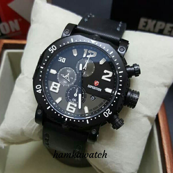 jam tangan / Watch_Id pria expedition original e6658 full black leather black