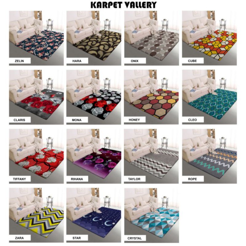 Karpet Lantai Karpet Malaysia VALLERY QUINCY Motif Ukuran 150x190 cm Halus dan Lembut Kualitas Premium