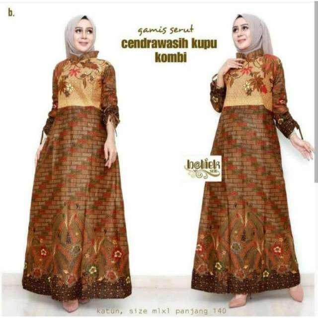Kb99 Gamis Batik Manggar, Padi,sekar,cantik,kubis,kipas,daun,kupu,genes,garuda,gamis Batik Kombi