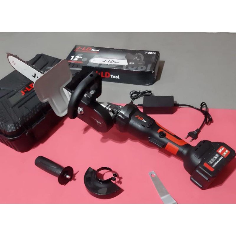 PROMO paket Chainsaw mini + Mesin gerinda baterai JLD type M-10 88 VOLT cas cordless angle grinder t