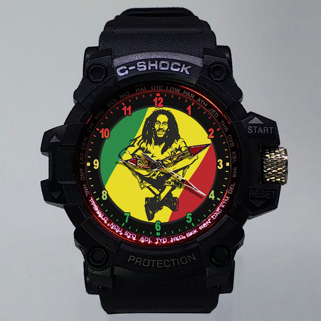 (ISTIMEWA BOSSQUE) JAM TANGAN BOB MARLEY LIST MERAH - EXCLUSIVE 6