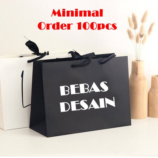 

(+SABLON) Paper Bag Warna Hitam Bebas Desain 37x17x27 cm Papper Bag Kertas Kado Souvenir Hampers Box