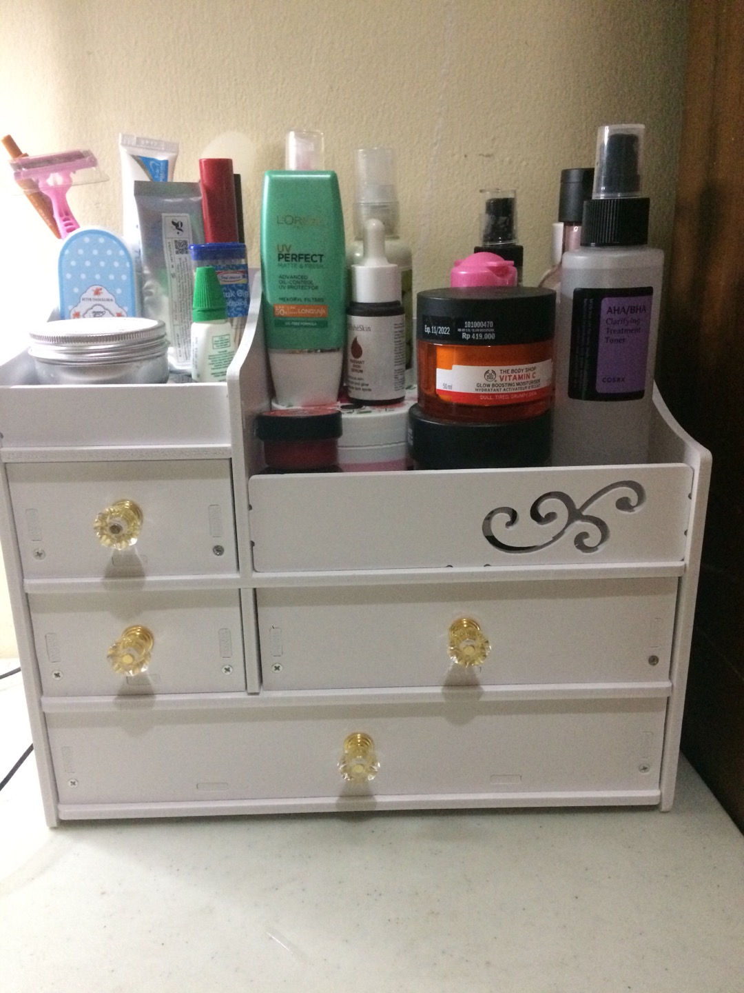 Exsellen Kotak Penyimpanan Tiga Lapis Rak Kosmetik 30*16*25cm