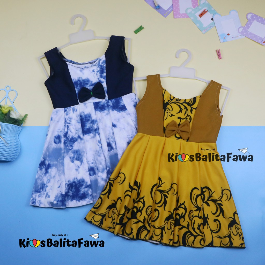 Dress Clairine uk 4-5 Tahun / Baju Anak Perempuan Model Dres Cewek Adem Batik Pakaian Motif Gaun