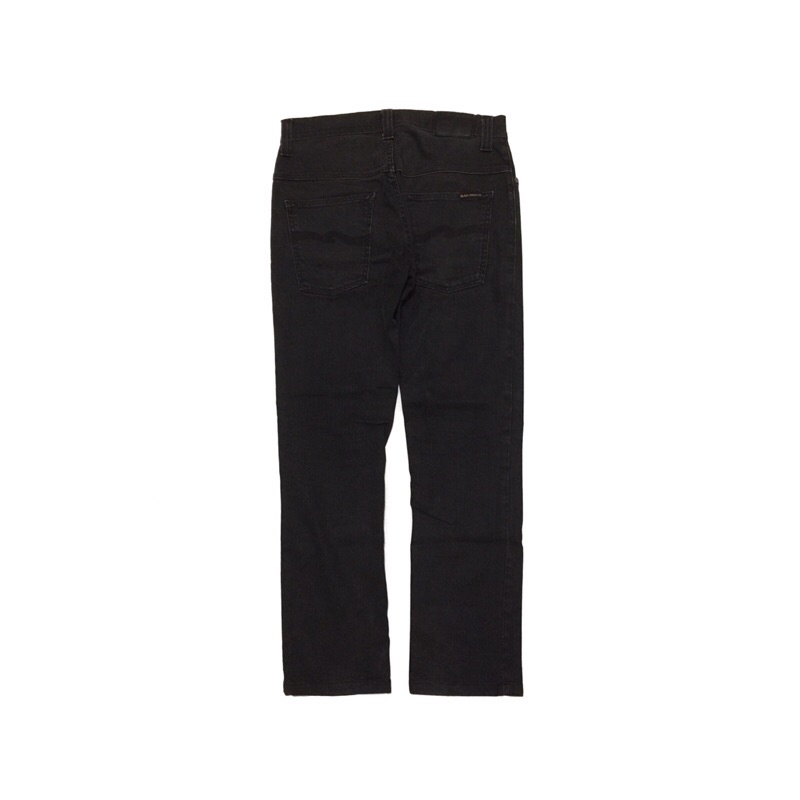 CELANA NUDIE JEANS.CO THIN FINN DRY BLACK COATED BEKAS SECOND PRELOVED BREANDED