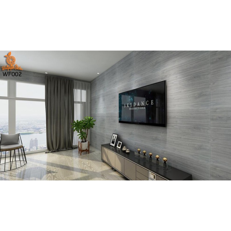 Wallpaper Dinding 3D FOAM / Sticker Dinding / Wallpaper Foam 3D / Wallfoam Motif Kayu-Abu Abu