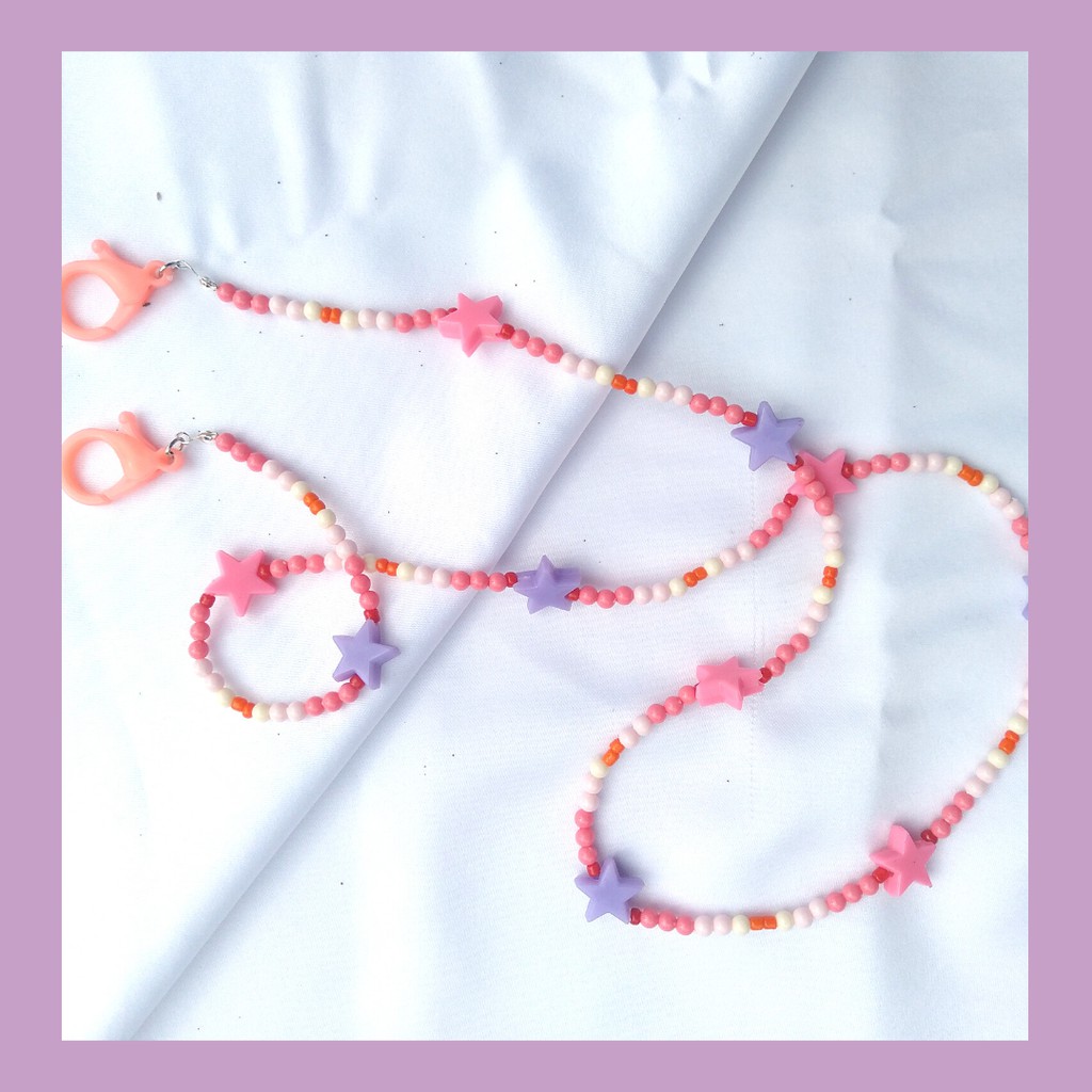 Strap Mask Lokal Handmade DIY Beads Manik-manik: PINGKY STAR