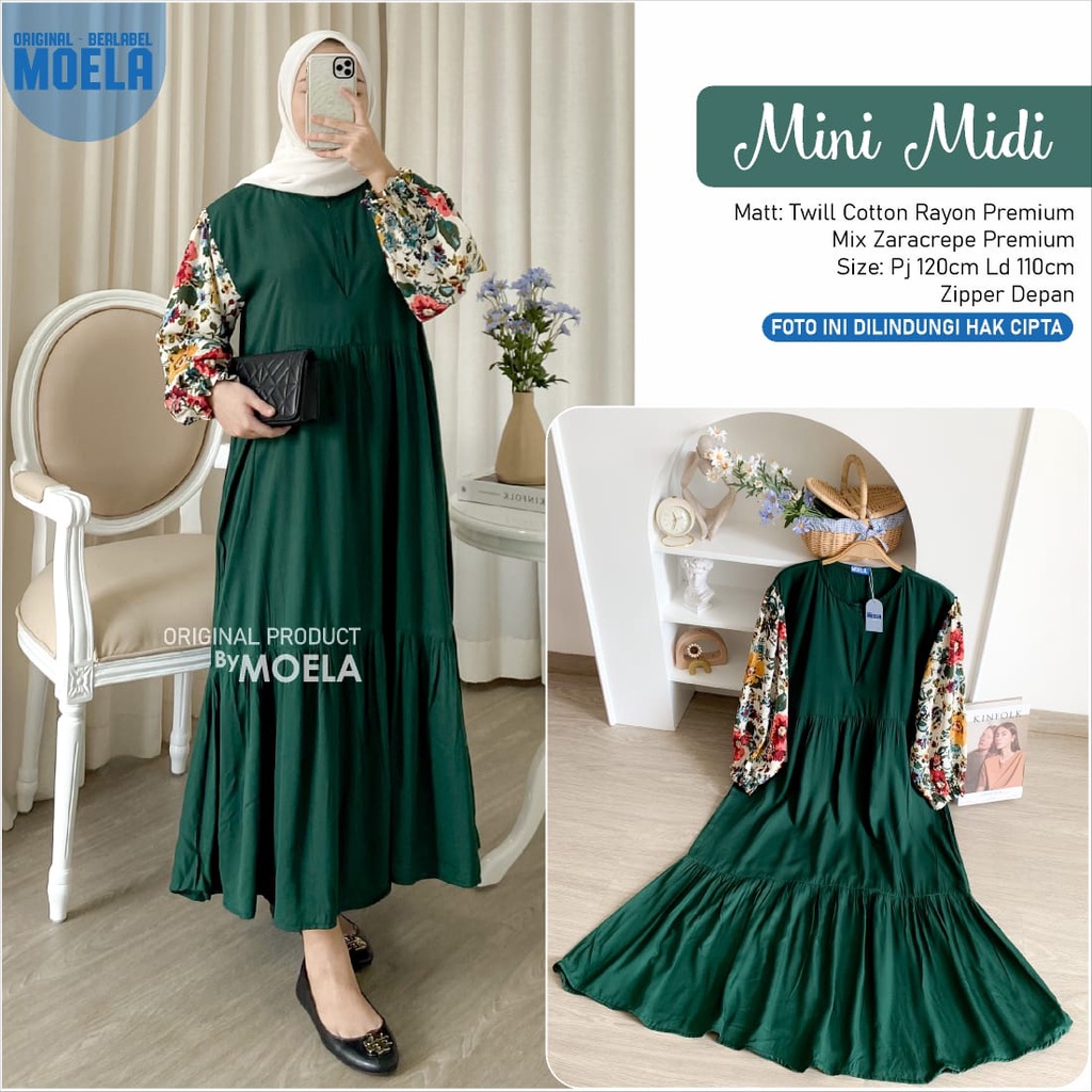 MIDI MINI ORIGINAL MOELA ld 110cm twill cotton rayon premium mix zaracrepe premium dress zipper depa
