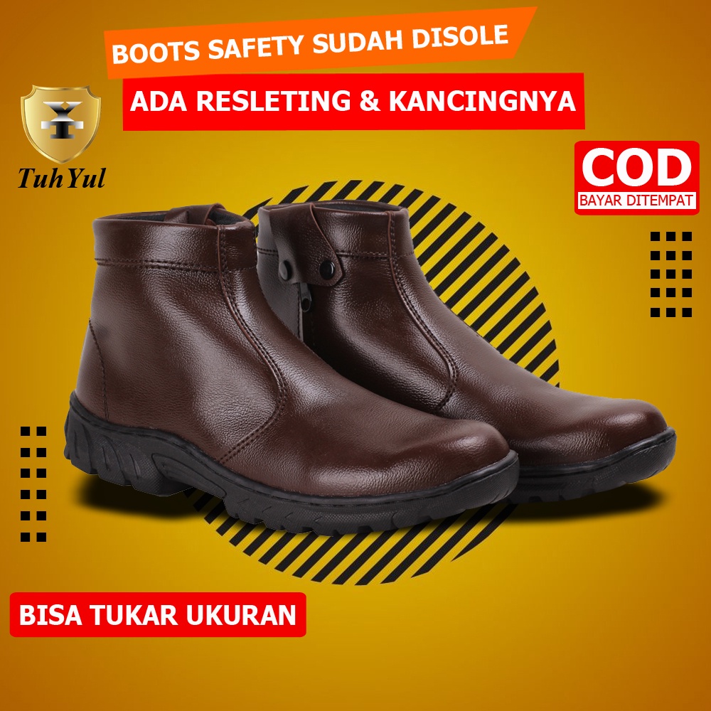 Sepatu Safety Boots Slop But Septi Touring Tinggi Sefty Boot Selop Panjang Riding Kulit Pria Cowok M