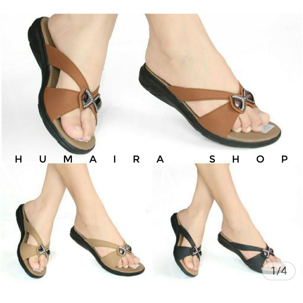 Katerina CMK-03 Wedges model selop silang emblem Butterfly | Sandal wanita Sendal wanita trend 2021
