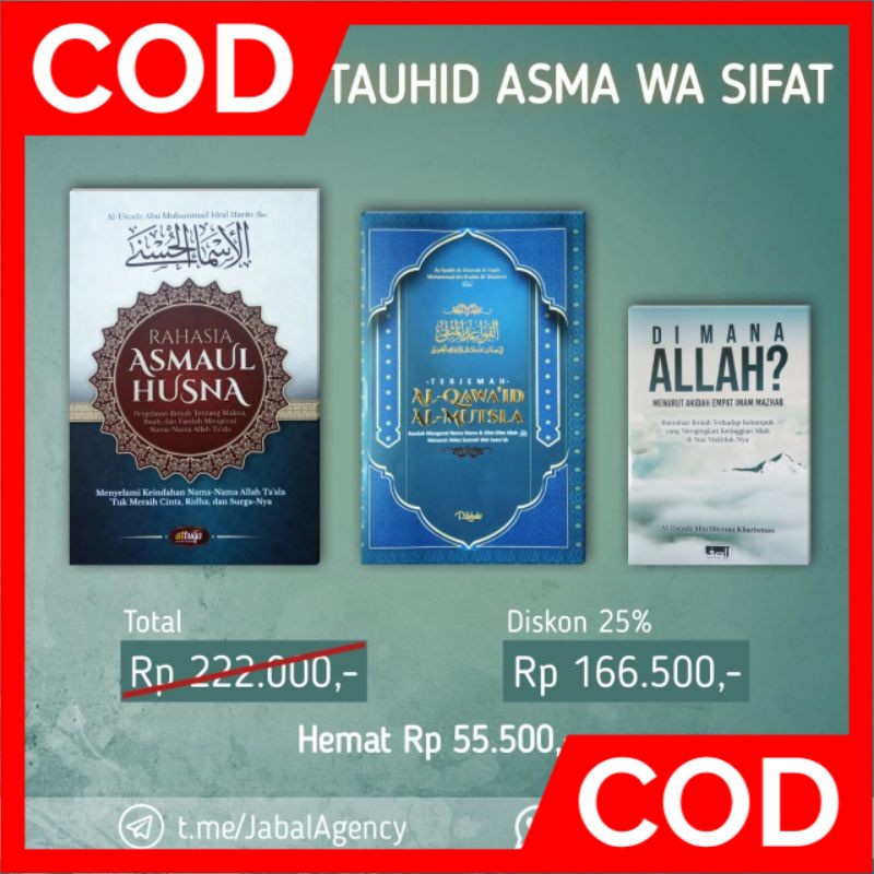 BUKU AQIDAH | RAHASIA ASMA WA SIFAT / SHIFAT | TERJEMAH AL-QAWAID AL-MUTSLA | DI MANA ALLAH (3 BUKU)