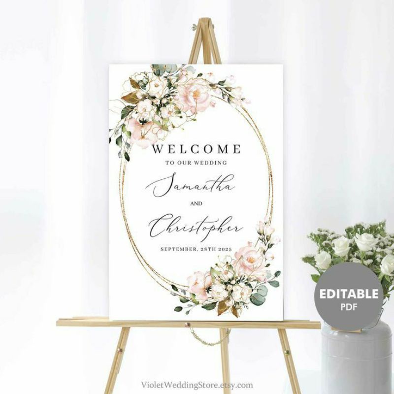 

Papan Wedding Sign Papan Selamat Datang Papan Pesta 40x60 + Tripod