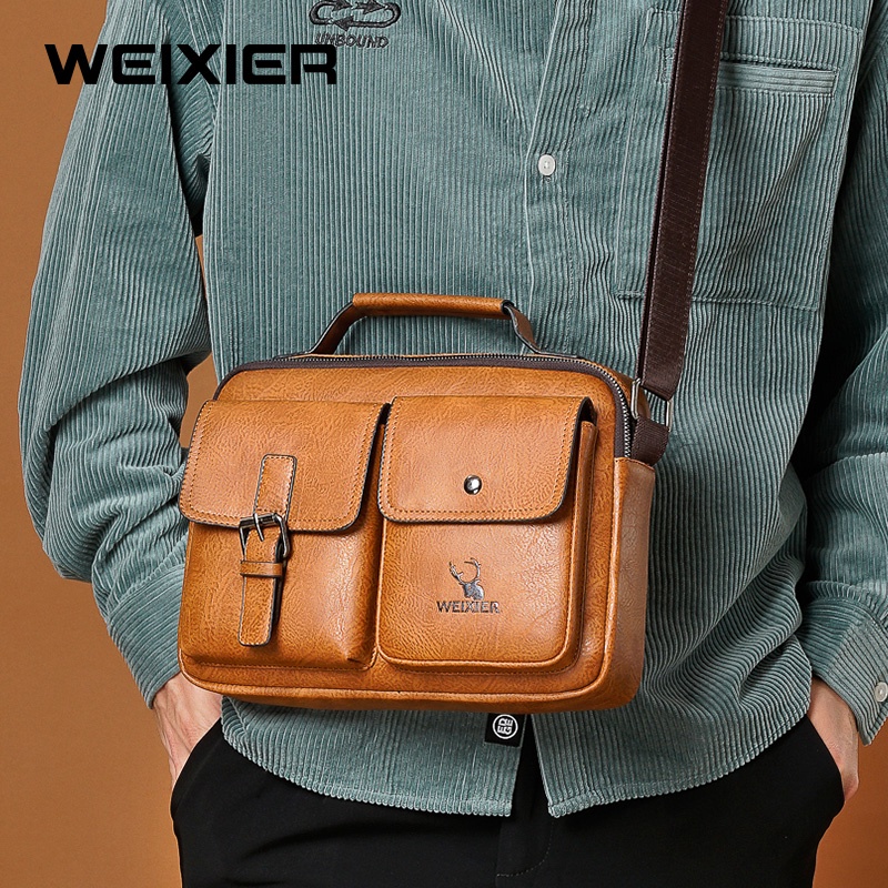 WEIXIER 9558 Tas Selempang Pria Kulit Sling Bag Anti Air WK-SBY