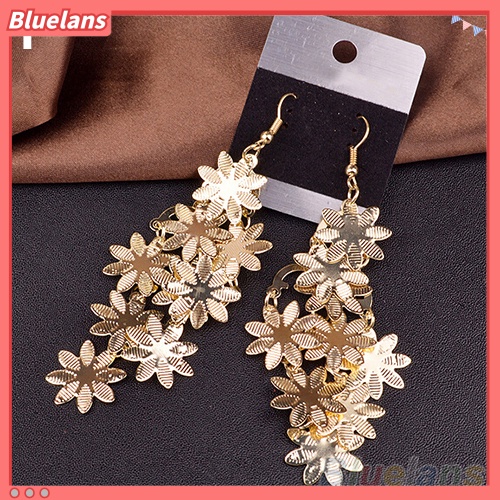 Bluelans Anting Kait Gantung Desain Snowflakes Multilayer Bahan Alloy Gaya Vintage Untuk Wanita