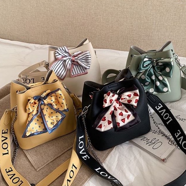 K9022 (2IN1) BEIGE/BLACK/GREEN/YELLOW TAS SLEMPANG PITA FREE POUCH TAS WANITA FASHION IMPORT MODIS ELEGAN TERMURAH TERLARIS TERBARU BAGSTORE JAKARTA TAS BATAM CR7376 B15845 KPC9022