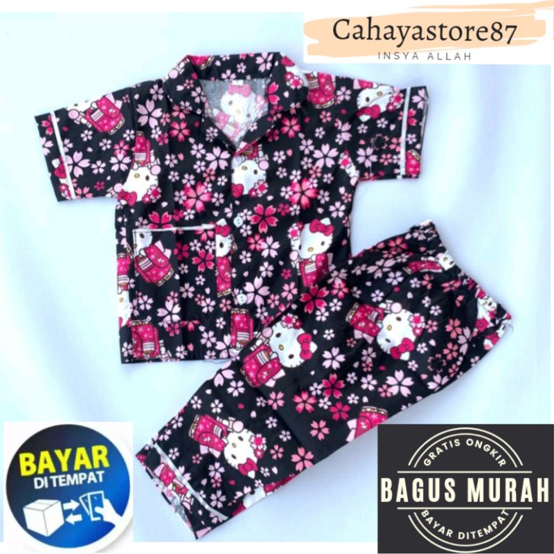 piyama anak motif terbaru dan terlaris/Baju tidur anak termurah motif hello kitty buat umur 1-16 thn