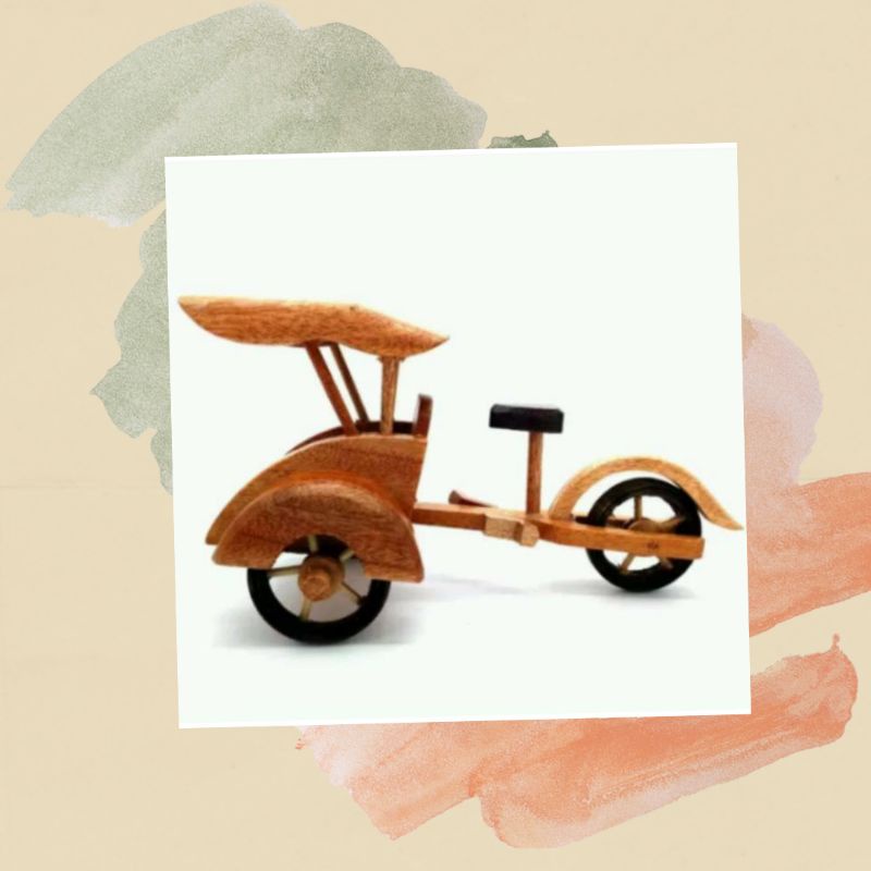 MINIATUR BECAK MINI KAYU