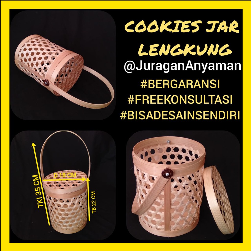 

Cookies Jar Lengkung D 18 CM Anyaman Bambu Cantik - Kemasan Hampers Kue Kering Lebaran Idul Fitri