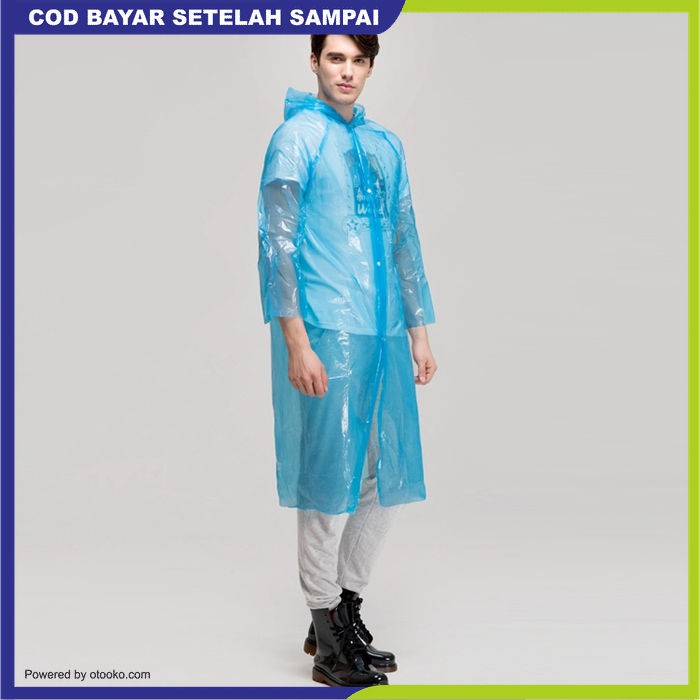 Jas Hujan Plastik LDPE Poncho Lengan Panjang Emergency Raincoat Raider