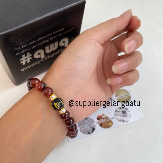 gelang batu chinese unisex pria wanita tibet hoki om mani padme hum supplier bahan aksesoris craft