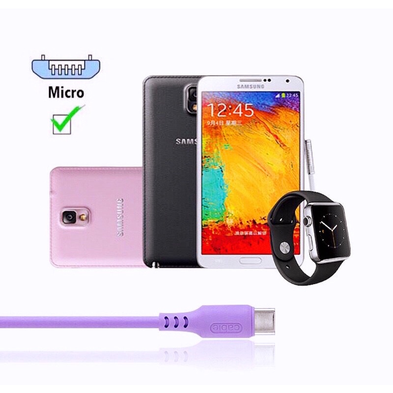 Kabel data D6 Fast Charging Micro USB 1 Meter kabel cas android macaron color